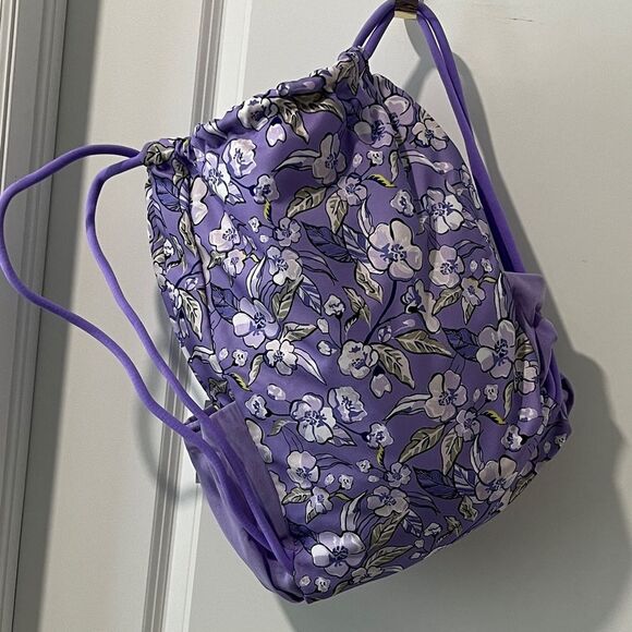 Vera Bradley Lighten Up Deluxe Wild Roses Lavender Floral Drawstring B/P  NWT - Picture 5 of 8